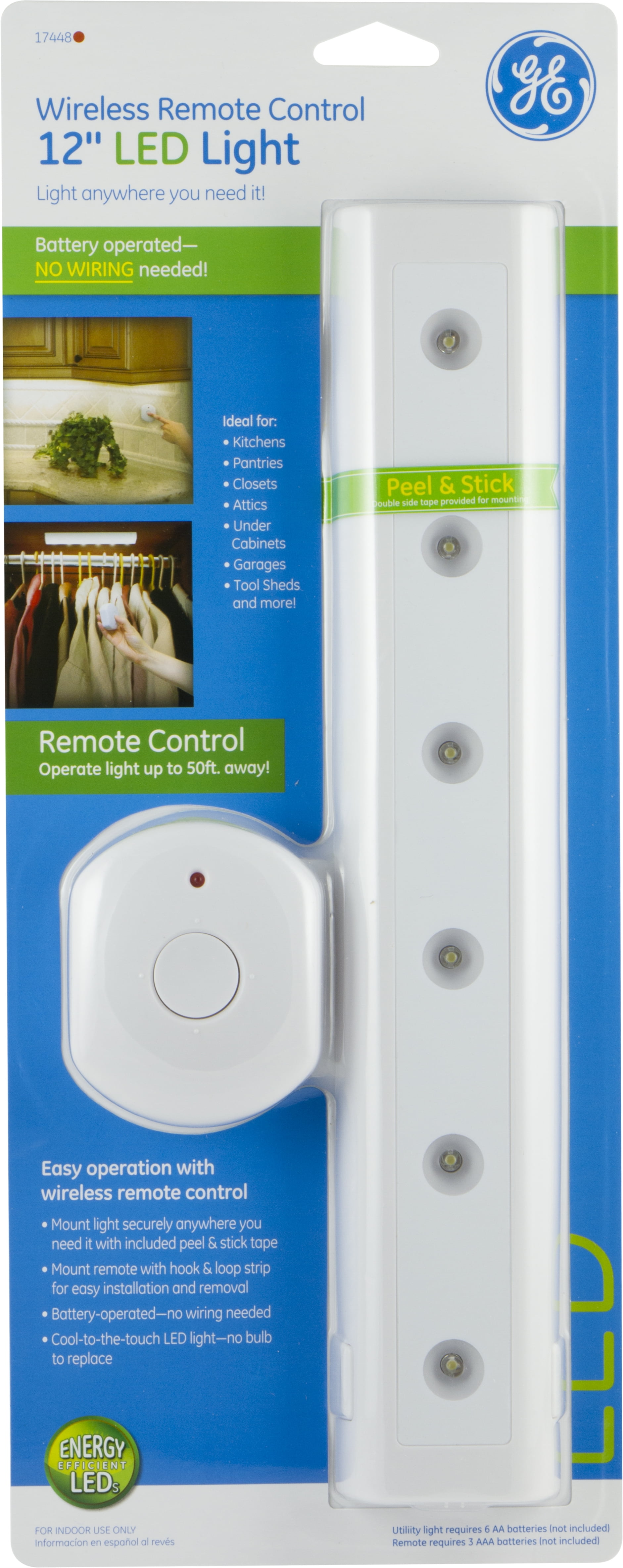 GE Wireless LED 12-inch Remote Control Light Bar, White, 17448 GE Wireless LED 12-inch Remote Control Light Bar, White, 17448