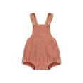 thumbnail image 1 of Honganda Infant Baby Sleeveless Romper, Pure Color One Pocket Short Bodysuit, 1 of 8