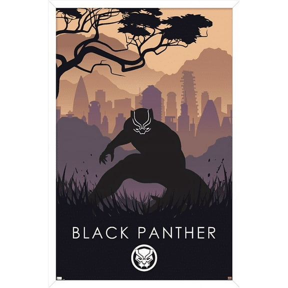 Marvel Heroic Silhouette - Black Panther Wall Poster, 22.375" x 34", Framed