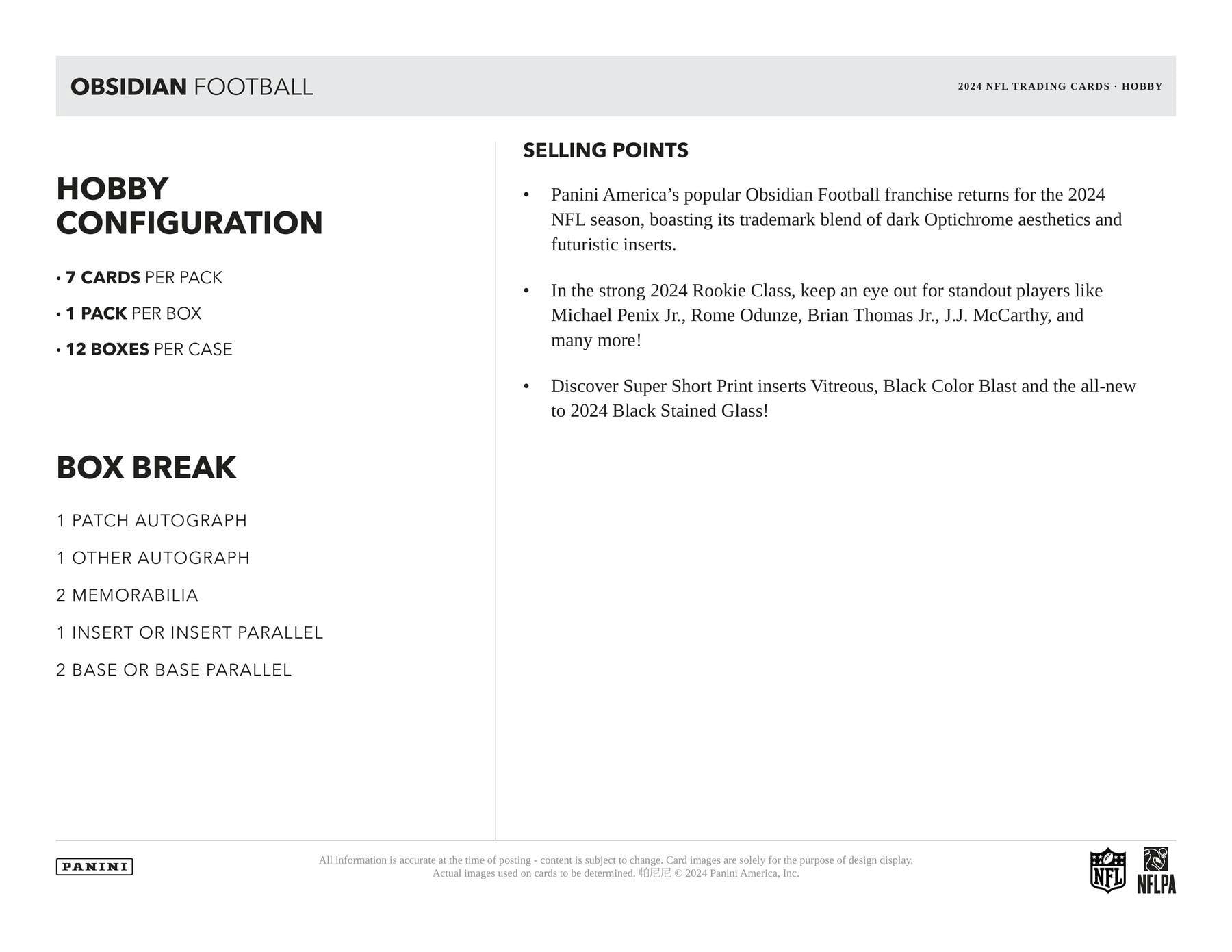 2024 Panini Obsidian Football Hobby Box