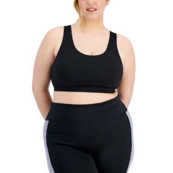 ID Ideology Plus Size Sweat Set Sports Bra Deep Black 3X