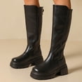 thumbnail image 2 of E-856 Black Womens Knee High Boots Round Toe On Thick Sole Comfortable Long Boots For Women, 2 of 9