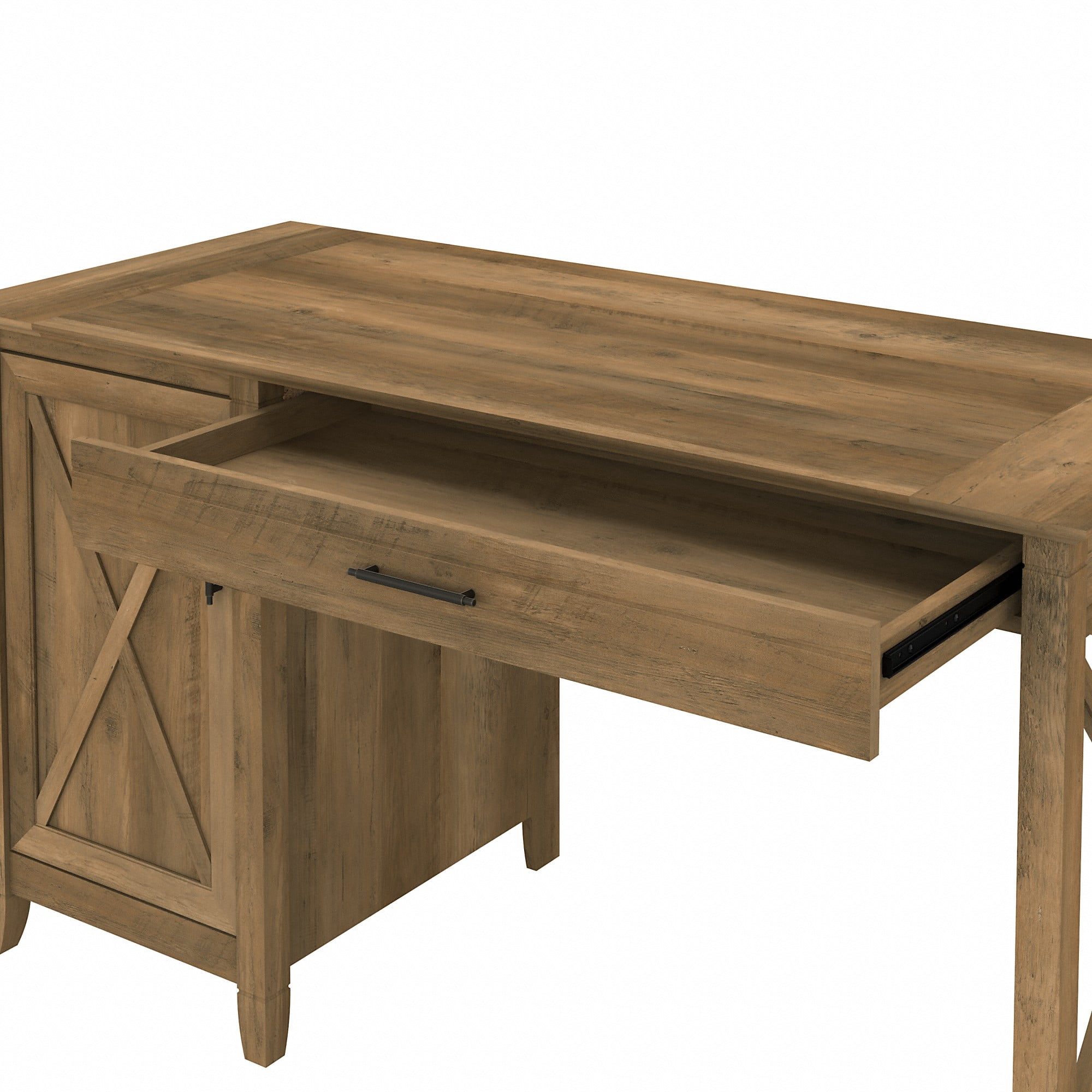 Bush Furniture Key West 54W Computer Desk with Keyboard Tray and Storage in Reclaimed Pine