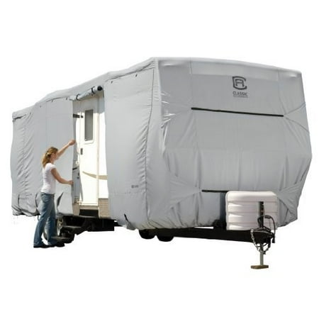 Travel Trailer Replacement Parts Classic Accessories OverDrive PermaPRO™ Deluxe Travel Trailer Cover, Fits 18' - 20' RVs - Lightweight Ripstop and Water Repellent RV Cover, Grey ()