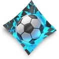 thumbnail image 5 of Soccer Ball Crash Velvet Plush Throw Pillow Cushion Case Cover - 20" x 20" - Invisible Zipper Home Decor Floral for Couch Sofa No Pillow Insert, 5 of 5