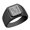 Black, variant on Initial Floral Box Letter M Monogram Stainless Steel Signet Ring