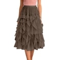 thumbnail image 4 of Womens Maxi Skirt Flowy High Waisted Tiered Layered Long Skirt Color Coffee Size One Size, 4 of 4