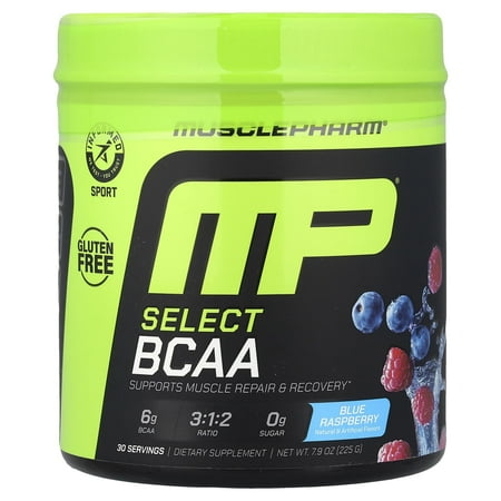 MusclePharm BCAA Essentials Powder, Post Workout Recovery, 30 Servings, Blue Raspberry