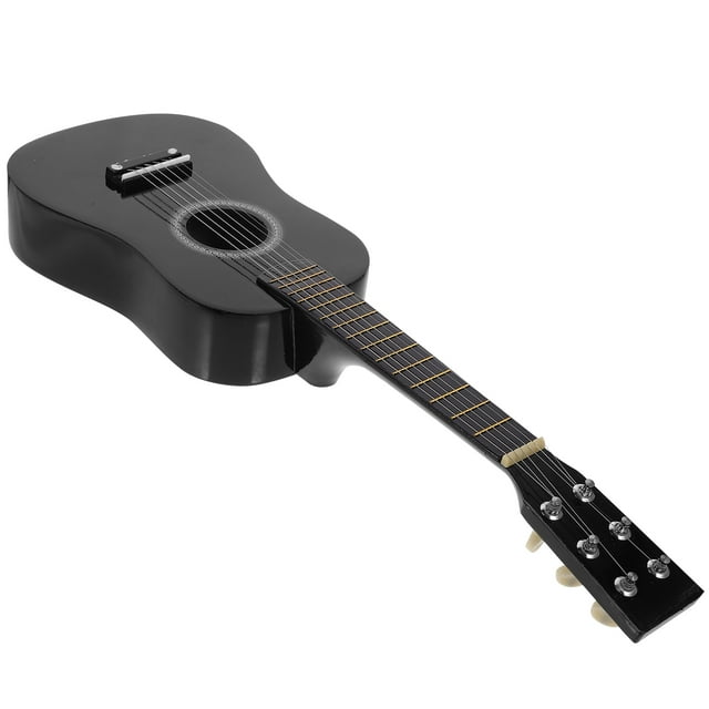 SEWACC Beginner Acoustic Guitar Comfortable Music Instrument for Folk and Practice Black Finish