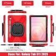 thumbnail image 3 of Case for Samsung Galaxy Tab S11 11 inch 2025 Released, 360 Degree Rotating Hand Grip Shockproof Cover with Shoulder Strap, Red, 3 of 7