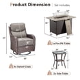 thumbnail image 2 of Planntonneo 7 Pieces Outdoor Patio Furniture Set with Fire Pit Table, 4 Swivel Rocking Chairs with 6" Thick Cushion and 2 Rattan Tables for Porch Deck Garden Backyard, Brown/Grey, 2 of 13