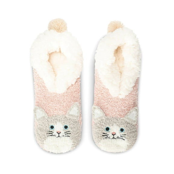MeMoi Women's Kitty Embellished Plush Lined Slippers - Womens - Female (M-L, Blush)