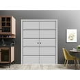 thumbnail image 3 of Sliding French Double Pocket Doors 36 x 80 inches | Planum 0015 Grey Matte with Frosted Glass | Kit Trims Rail Hardware | Solid Wood Interior Bedroom Sturdy Doors, 3 of 6