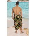 thumbnail image 4 of LA LEELA Men's Bath Trunk Swimwear Sarong Pareo Beach Wrap One Size Leaves, Black Summer Vacation Aloha, 4 of 5
