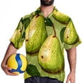 thumbnail image 4 of pear Men's Spread Collar Tops, Casual Button Down Shirts for Summer Beach, Printed Short Sleeve Shirts - Unisex, 4 of 6