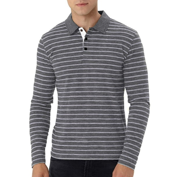 Suéter de golf de gama alta a rayas de manga larga con solapa de estilo nuevo de otoño/invierno Pompotops oipoqjl27445