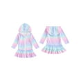 thumbnail image 2 of DDSBABAY 1-7T  Kids Girls Swimsuit Cover up Rainbow Print Zipper Long Sleeves Hoodie Dress Rash Guards for Toddler Bathing Suit, 2 of 9