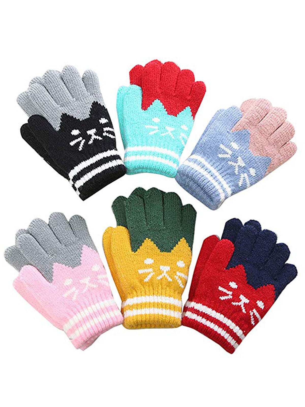 Cartoon Cat Gloves Thick Knitting Mittens for Boys Girls 0-3 Years Old New Hot