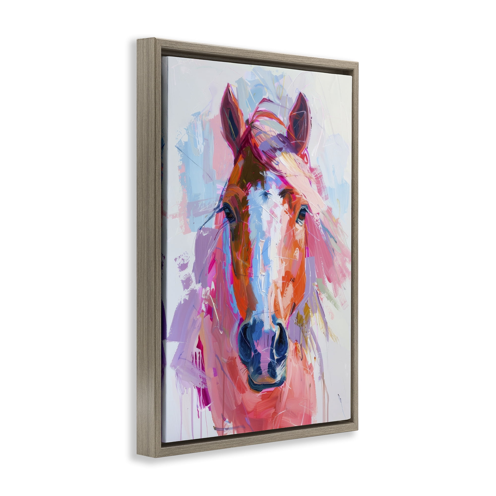 Stupell Industries Sunset Horse Visage Animals Painting Brown Floater Framed Canvas Art Print Wall Art, 17 x 25