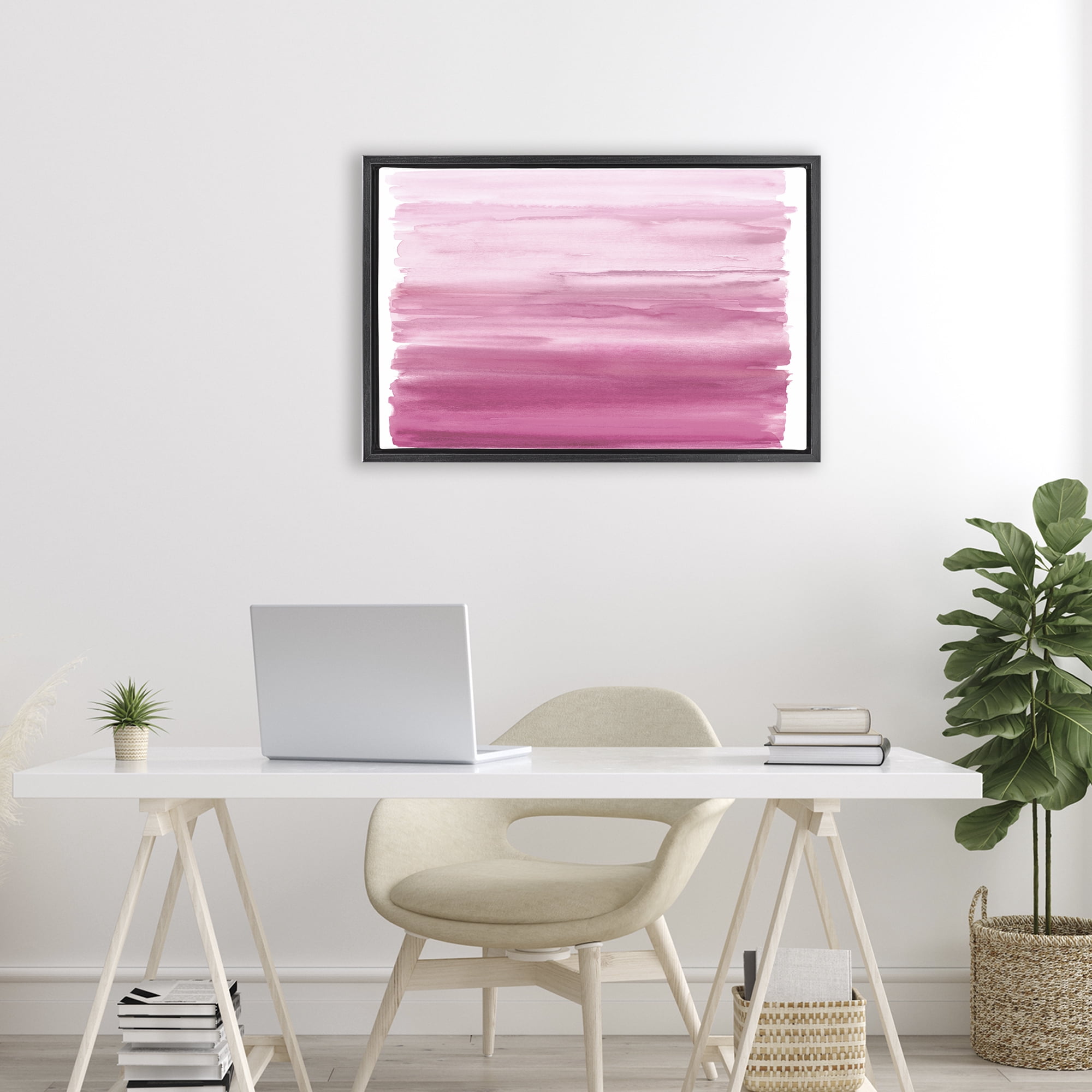 Stupell Industries Ombre Pink Blush Black Framed Floater Canvas Wall Art, design by Allie Corbin