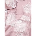 thumbnail image 5 of FEORJGP Women Satin Pajama Set Teen Girls Loungewear Long Sleeves Lapel T-Shirt Button Shirt Peacock Print Tops and Elastic Pants for Soft Loose Sleepwear Nightwear, 5 of 7