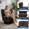 thumbnail image 1 of Sillón giratorio 360° tapizado en lino para salón o dormitorio - Asiento extra profundo, respaldo alto, cojín grueso - Diseño moderno y cómodo, capacidad 136 kg - Montaje fácil - Color: Flax | Brown, 1 of 7