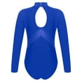 thumbnail image 4 of Linjinx Kids Girls Rhinestones Figure Ice Skating Suit Ballet Dance Leotard Mock Neck Bodysuit Long Blue 12, 4 of 7