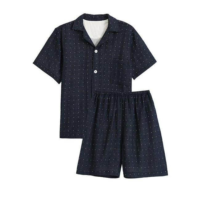 LSLJS Pyjama de Nuit Décontracté pour Hommes, Haut à Manches Courtes et Pantalon, Col Rabattu, Ensembles de Pyjama, Cadeaux pour Hommes