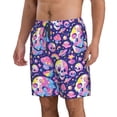 thumbnail image 2 of Cauagu Skull colorful mushroom Print Men's Swim Trunks,Hawaiian Bathing Suit Swimsuits Beach Shorts with Pockets for Men Quick Dry Swimming Board Shorts-XX-Large, 2 of 6