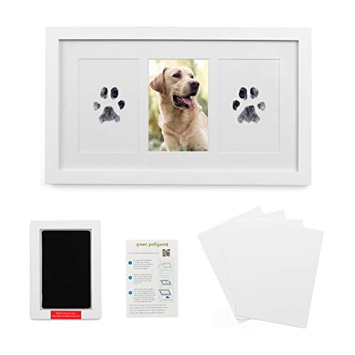 4x6 Inch Pet Memorial Picture Frame Paw Print Imprint Kit with Clay for Dog or Cat ONE WALL Pet Pawprint Keepsake Kit Black 