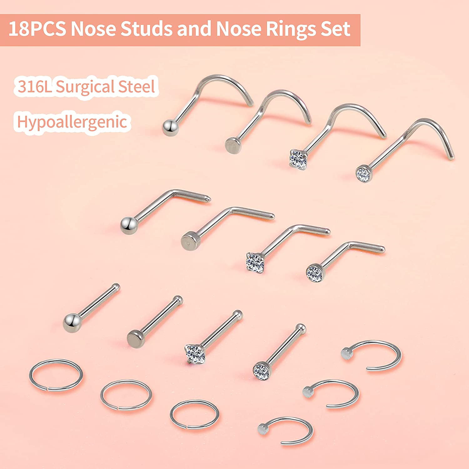 Dropship 36PCS 20G 316L Stainless Nose Rings Hoop For Women Men Double Nose  Ring Hoop For Single Piercing Lip Septum Cartilage Helix Hoop Piercing 6mm  8mm 10mm to Sell Online at a