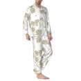 thumbnail image 2 of Lsque Vintage Stylized White Color Pattern Long Sleeve Pajama Set for Men - Soft 2-Piece Sleepwear and Loungewear Set with Pockets, Comfy Nightwear-X-Large, 2 of 7