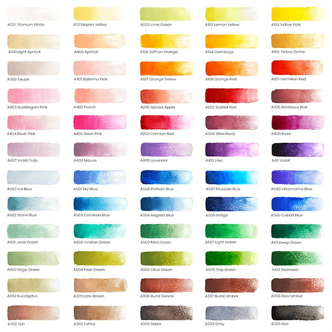 Arteza Watercolor Paint, Multicolor, Set of 60, 12 mL