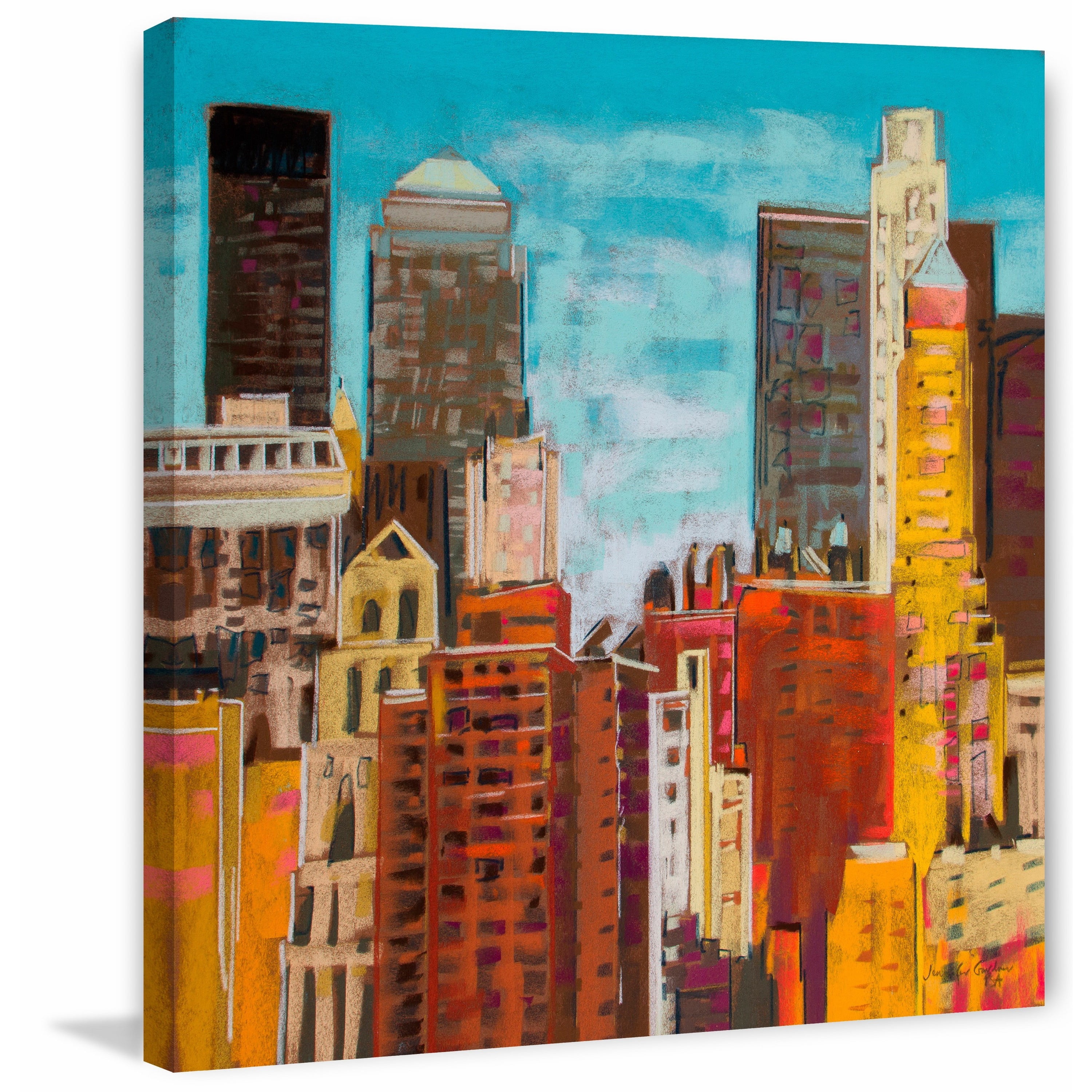 "From Brooklyn Bridge 4" Painting Print on Wrapped Canvas