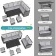 thumbnail image 6 of 7-Piece Outdoor Sectional Set with Dining Table & Ottoman, PE Rattan Patio Furniture for All-Weather Comfort, 6 of 8