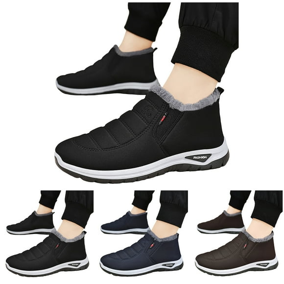Dakaela Womens Winter Snow Boots Fleece Lined Slip on Ankle Booties Waterproof Outdoor Walking Shoes