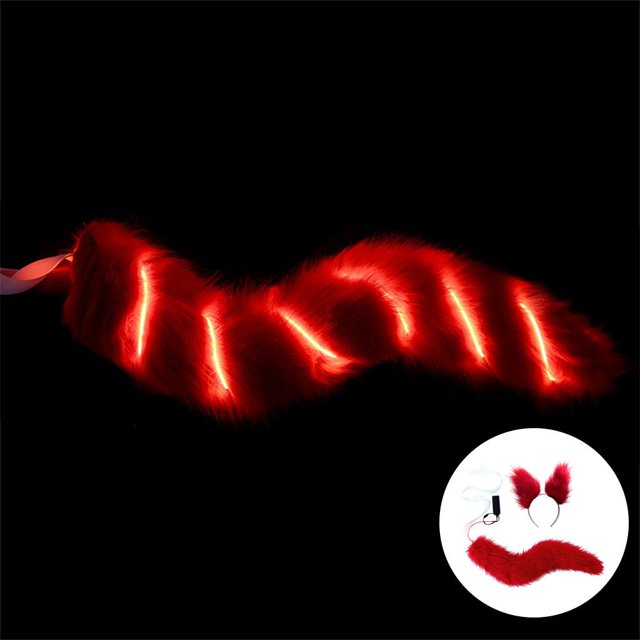 Conjunto de disfraz de zorro LED luminoso para el Festival de Navidad y Halloween rojo