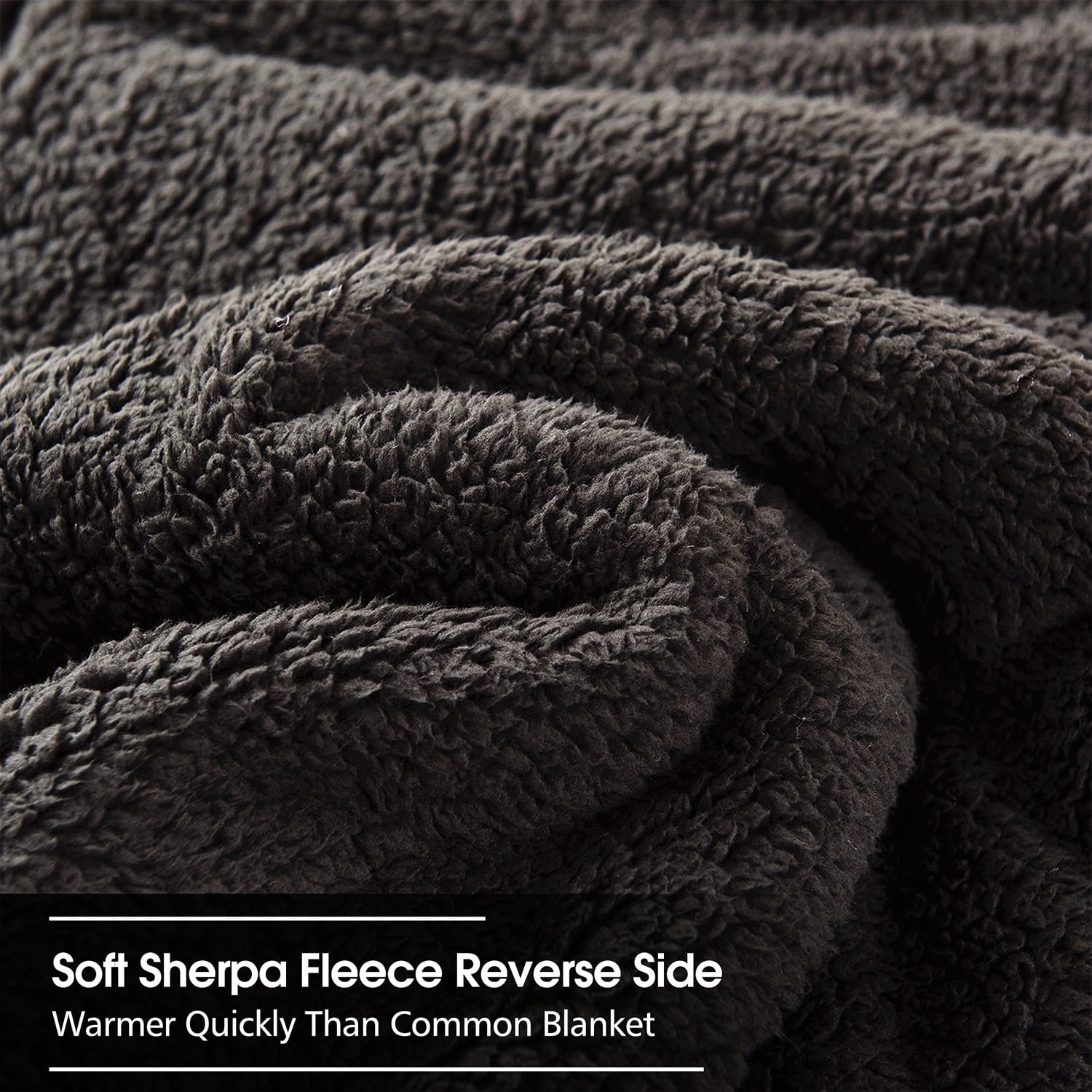 NC Warm Flannel Fleece Sherpa Blanket For King Bed 3 Piece,Printed Borrego Blanket,79"x91"
