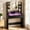 Black, variant on Small Makeup Vanity with Mirror and Lights, Tempered Glass Top, LED Mirror, Lukstr Black Vanity Desk with Smart RGB drawer with APP+remote, 6000+ Colors, Music Pulse