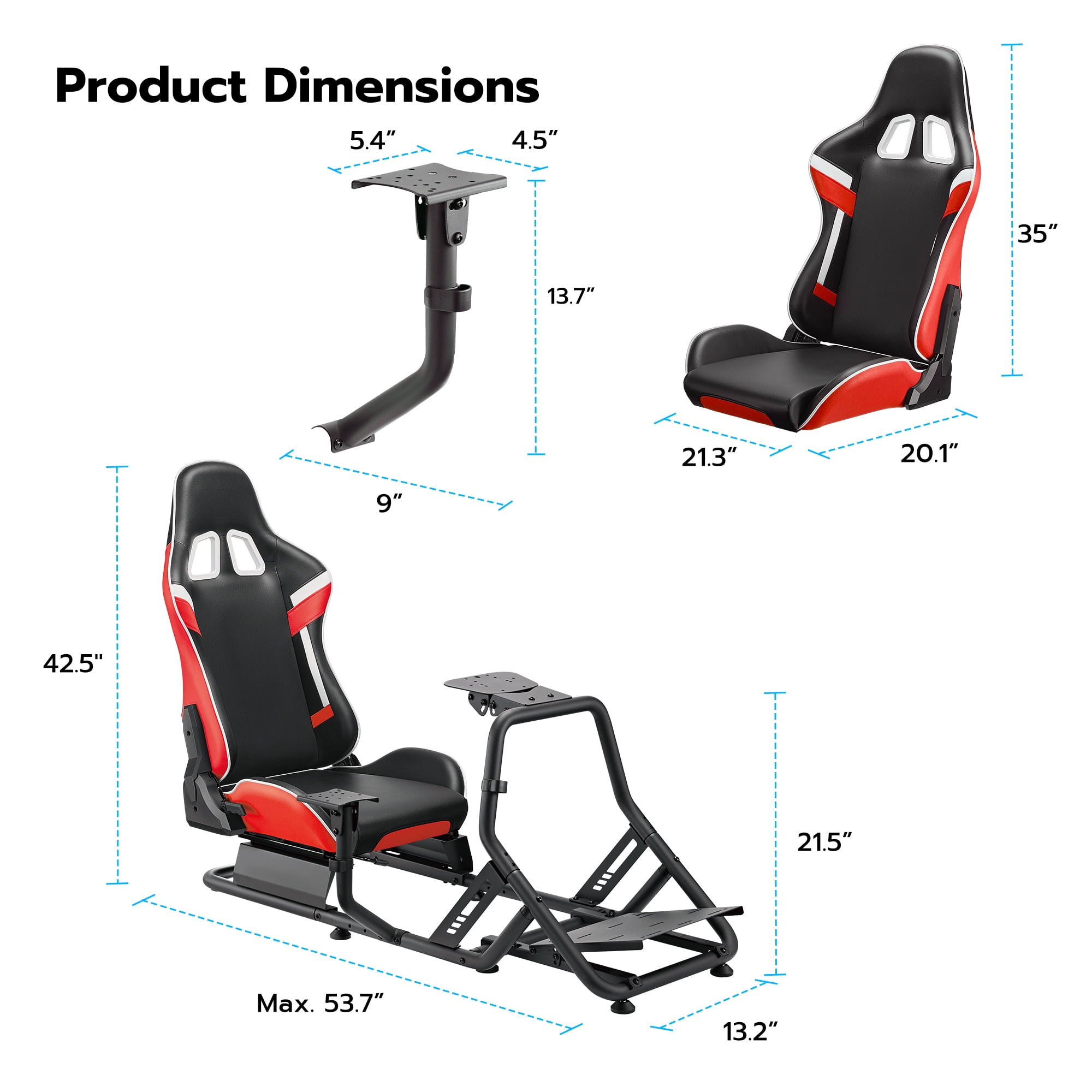ARES WING Racing Simulator Cockpit with Seat, Adjustable Sim Racing Cockpit Compatible with Logitech, Thrustmaster, Fanatec, Moza, for PS5, PS4, Xbox and PC, Red