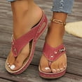 thumbnail image 2 of Domuza Orthopedic Casual Sandals for Women Arch Support Flat Wedge Sandals Lightweight Non Slip Slip on Orthopedic Slippers Beach Vacation 2026 New Orthopedic Shoes Red 7（EU-38）, 2 of 4