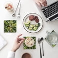 thumbnail image 1 of RYLABLUE Green Plant Leaves Set of 6 Coaster for Drinks, Absorbent Ceramic Stone Coasters Cup Mat with Cork Base for Home Kitchen Room Coffee Table Bar Decor, 1 of 4