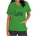 thumbnail image 5 of BiZtdJrK St. Patrick's Day Womens Scrubs Tops Workwear Summer Casual V Neck Short Sleeve T Shirts Nursing Uniform Scrubs Shirts with Pockets Green XXL Back to College Sale, 5 of 7