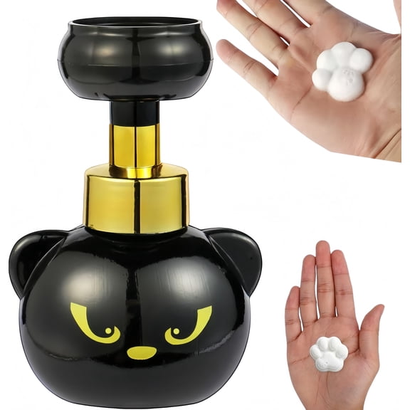 Cat Paw Foam Soap Dispenser, Foaming Hand Soap Dispenser, Cute Black Cat Soap Dispenser, Refillable Foam Soap Pump for Bathroom Sink, Kitchen Counter, Kids Hand Washing
