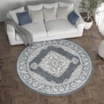 thumbnail image 6 of Madison Traditional 5' Round Dark Gray and Cream Polypropylene Indoor Area Rug, 6 of 8