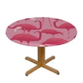 thumbnail image 3 of WYYP  Pink Flamingo Art Round Tablecloth,Stain Resistance Polyester Table Cloth Decorative Table Cover for Kitchen Dining Table Buffet Parties and ​Camping White, 3 of 7
