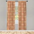 thumbnail image 4 of Ambesonne Asian Window Curtains, Circular Japanese Waves Art, Each 28" W x 63" L, Pale Rust and Pastel Yellow, 4 of 4