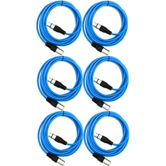 Seismic Audio SAXLX-6, 6 Pack of Blue 6 Foot XLR Patch Cables