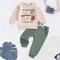 thumbnail image 2 of Leey-World Toddler Baby Girl Fall Outfit Long Sleeve Letter Print Sweatshirt Pants Set Infant Clothes 6 12 18 24 Months 2T 3T(Green,12-18 Months ), 2 of 7