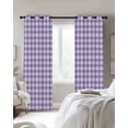 thumbnail image 3 of Purple Blackout Curtains 45 Inches Long for Bedroom, Country French Rustic Buffalo Plaid Modern Art Thermal Insulated Room Darkening Black Out Window Curtain Panels Grommet Drapes for Living Room, 3 of 8